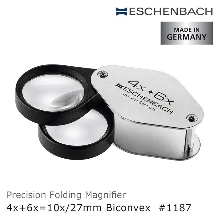 ESCHENBACHMADE INGERMANYESCHENBACHmade in GermanyPrecision Folding Magnifier6x10x/27mm Biconvex #1187